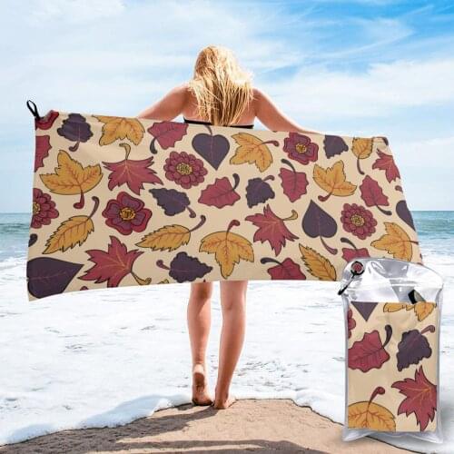 Quick Dry Beach Towel Lovely Autumnal Leaves Microfiber Bath Towel Beach Cushion Swimming Personalized Sand Free Beach Towel