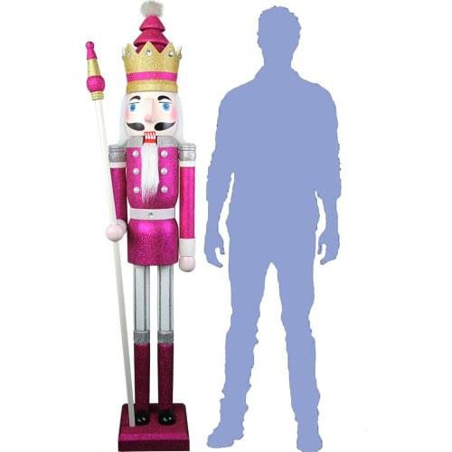 CDL 6feet/180cm/6ft/6foot Life sized large/Giant Purple Glitter Christmas Wooden Nutcracker King & Soldier Ornament Doll K32