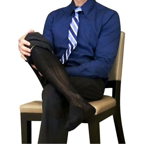Mens Dress Stockings Sheer Silk Hose Sexy Formal Silk Socks Black Fetish Collection Free Shipping