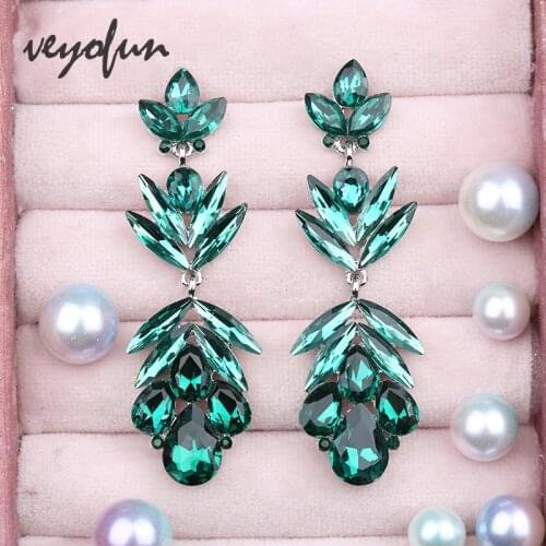 Veyofun Geometric Crystal Drop Earrings Hyperbole Bridal Dangle Earrings Fashion Jewelry for Women Gift