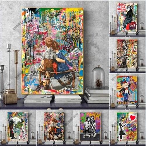 Graffiti Artwork Banksy Art DIY 5D Diamond Painting Diamond Embroidery Full Round Cross Stitch Kits Mosaic Home Decoration