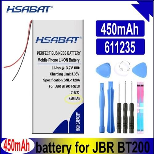 HSABAT 611235 601235 450mAh Battery for JBR BT200 FS258 Bluetooth Headset MP3 MP4 MP5 GPS DVR Speaker Smart Watch Batteries