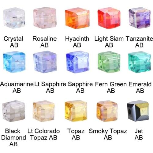 190pcs Chinese Crystal Glass Square Plating Beads 4mm AB Cube Spacer Loose Beads DIY Making Lampwork Jewelry Beads Wholesale