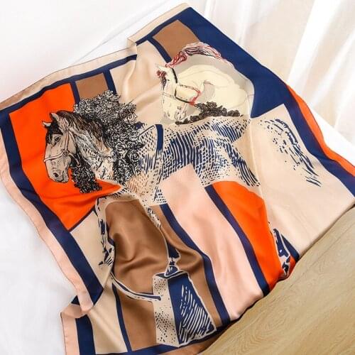 KOI LEAPING New European and American retro horse fashion western style square scarf female summer new sunscreen scarf shawl