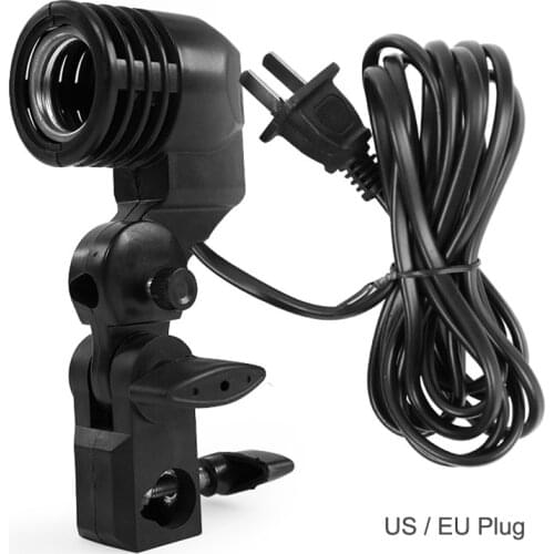 Photo Lamp Bulb Holder E27 Standard Plastic Socket Photography Slave Flash Swivel Adapter w Studio Umbrella Hole Bracket