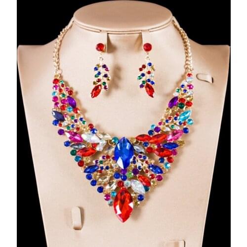 LAN PALACE new india ewelry for engagement jewelry sets necklace and earrings six colors free shipping