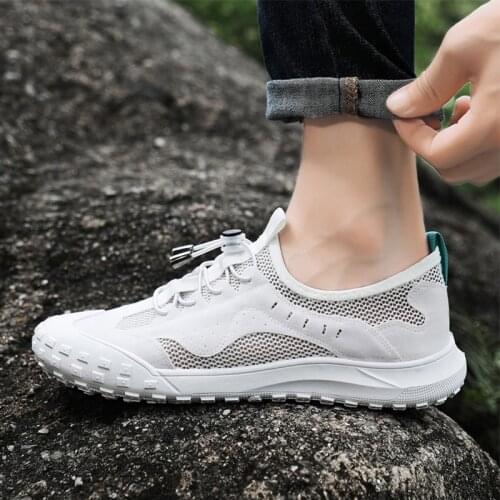 Summer New Wading Shoes Mens Mesh Breathable Sports Shoes Outdoor Sports Non-Slip Wear-Resistant Fishing Shoes Large Size 39-44