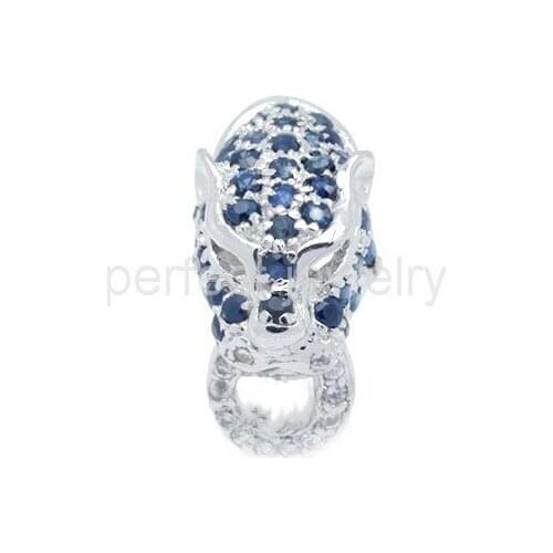 Men ring Natural sapphire leopard style ring Free shipping 925 sterling silver 0.05ct*25pcs gemstone Fine jewelry C912245