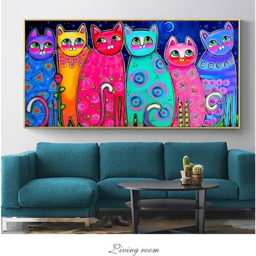 Wall Posters And Prints Pop Art Decorative Canvas Prints Cuadros Picture Home Decor Colorful Cats Canvas Paintings For Kids Room