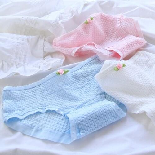 Small Fresh Soft Bubble Breathable Cotton Crotch Womens Underwear Rose Bow Candy Girls Underwear Panty Women Lingerie Girl