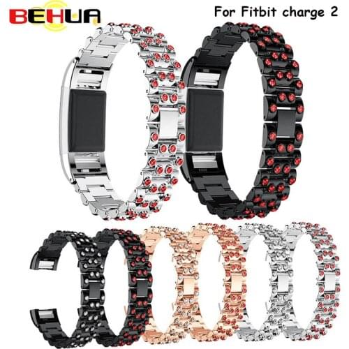 New Wrist strap &Link Bracelet Crystal Stainless Steel with diamond watch band bracelet belt For Fitbit charge 2 wristband watch