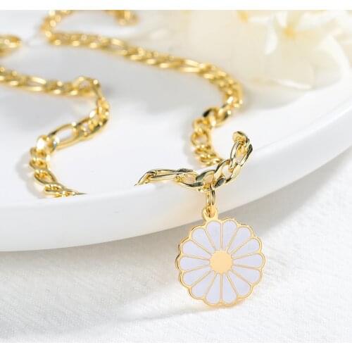 DAISY NECKLACE Anklet Bracelet Sun Flower For Women Daisy Pendant Yellow Chrysanthemum Foot Accessories Jewelry For Womens Girl