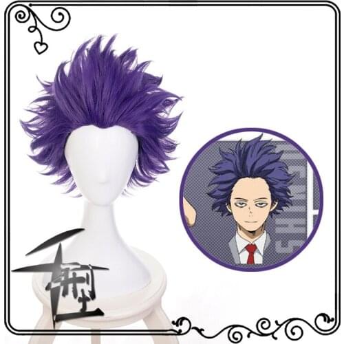 Boku no Hero Academia Shinsou Hitoshi Shinso Wig Cosplay Costume My Hero Academia Short Purple Wigs Synthetic Hair+Wig Cap
