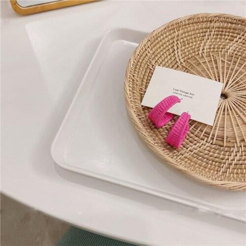 Origin Summer Fashion Candy Colors Rattan C Shape Hoop Earring for Women Girl Charming Ins Style Knit Earring Jewelry Pendientes