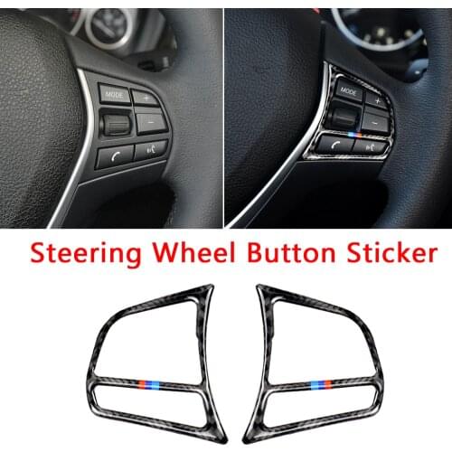 For BMW 1/2/3/4 Series 3GT F20 F21 F30 F32 F34 Carbon Fiber Steering Wheel Buttons Stickers Trim Cover Interior Accessories