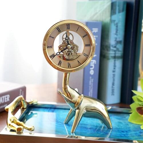 Luxury Golden Brass Clock Home Docor Bird Statue Bedroom Decoration Ornament Clock Eurpoean Style Table Clock Vintage Clock