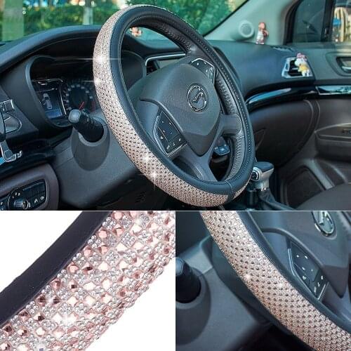 Ultra Bling 3D Square Diamond Steering Wheel Cover 37.5-38cm Luxury Crystal Car Van Steering Decor Covers