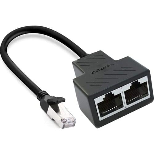 RJ45 Network 1 to 2 Port Ethernet Adapter Splitter, RJ45 1 Male to 2 Female LAN Ethernet Splitter Adapter Cable Suitable Super