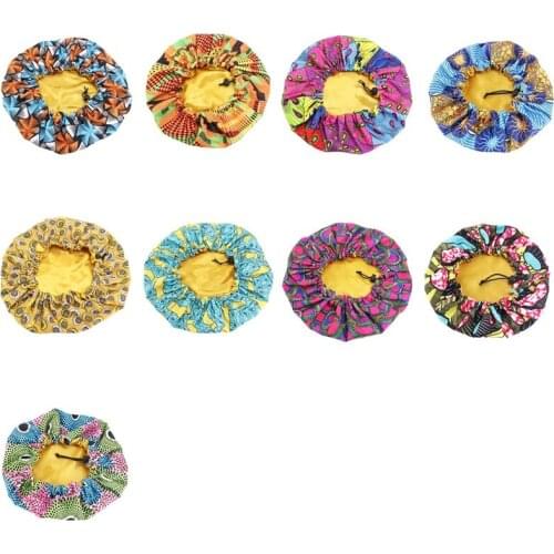 40pcs/lot African Print fabric Ankara hair bonnet Satin Lined sleep cap Extra Large Sleep Cap Night Sleep Hat Ladies Turban