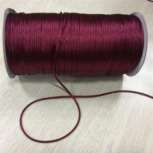 2mm X 20meters Braided Macrame Silk Satin Nylon Cord Rope DIY Making Findings Beading Thread Wire Burgundy Wine R332