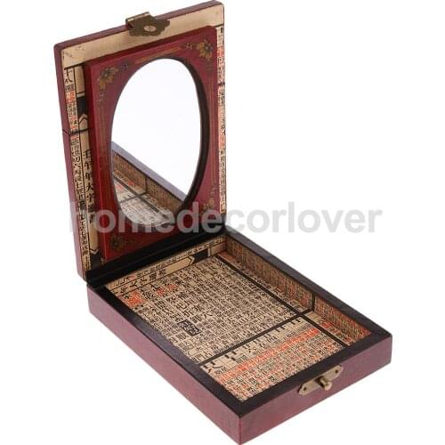 Vintage Wooden Mirror Dressing Case Jewelry Cosmetic Storage Display Box Container Handicraft Collectibles Gift House Decoration