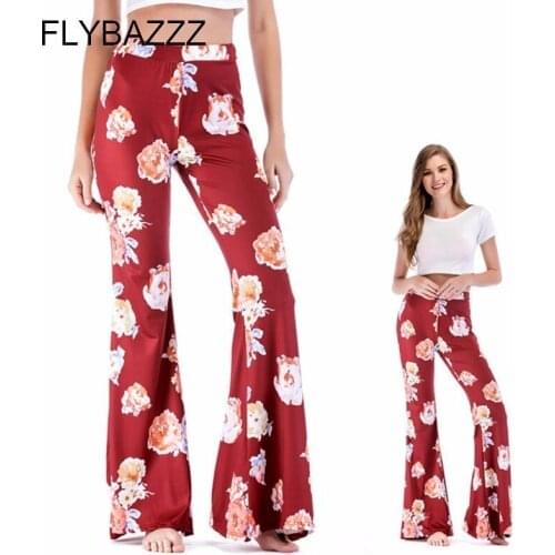 Women Sexy Floral Printed Yoga Pants Sport Wear Leggings For Fitness Femme Yoga Clothing High Waist Wide Leg Women Long Pants