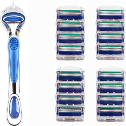 1 Handle +N Blades Mens Shaver Razor Blades 5layers Razor Blade for Face Care Compatible for Gillette Fusion Razor
