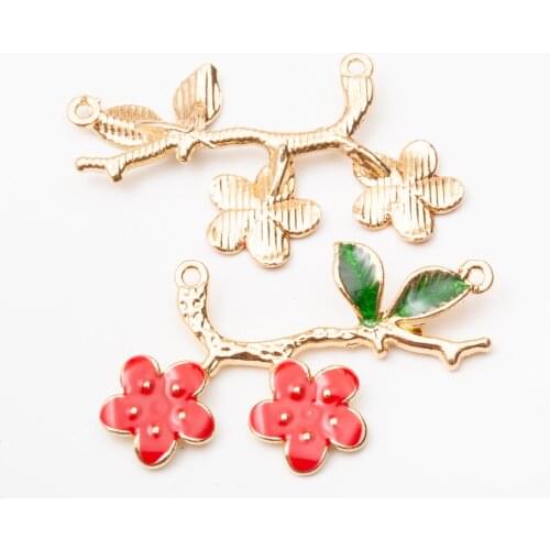 3pcs Fashion jewelry Metal enamel Plum blossom charms for jewelry making 5899