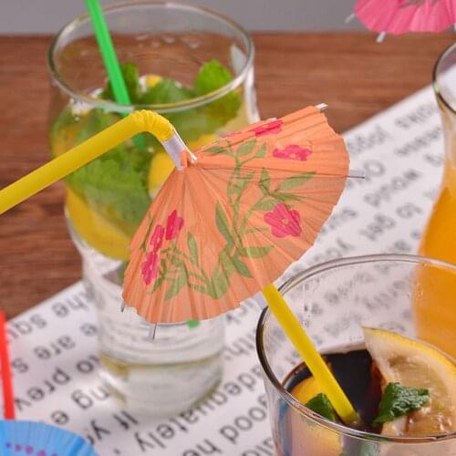 30 Pcs Cocktail Umbrella Drinking Straws Restaurant Catering Pub Bar Club Party Supplies Multicolor