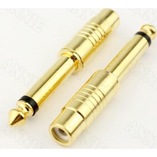 50pcs/lot Gold-plated 6.5 Male Turn RCA Female Adapter Mixing Console Audio Adapter