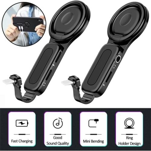 For Light ning To 3.5mm Jack Adapter Holder 2 in 1 Headphone Audio Adapter For Apple iPhone X 8 Plus Aux Charging Cable Splitter