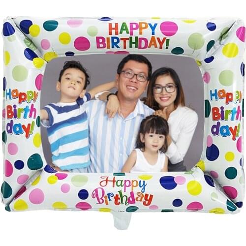 Aluminum Foil Inflatable Photo Frame Balloon Happy Birthday Balloon birthday party decorations kids birthday decoration supplies