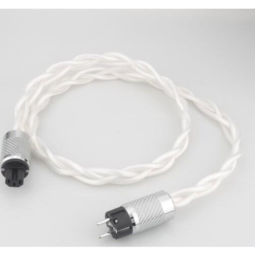 5N OCC single crystal US & EU HIFI silver Power cable AC Audiophile audio amplifier DAC filter Carbon fiber rhodium plating plug