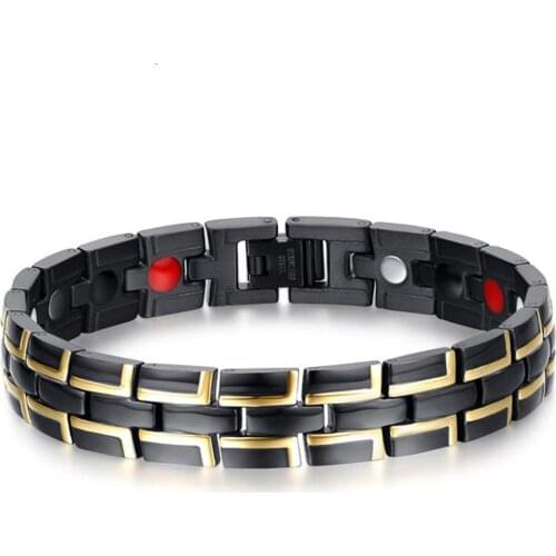 12.2MM Wide Vintage Jewelry Mens Black Titanium Steel Magnetic Bracelets Wristband Gift 8.26"