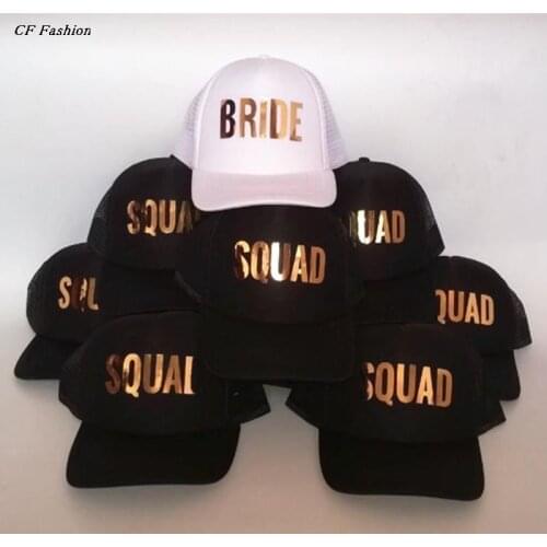 C&Fung Bride/SQUAD Tribe Bachelorette Hats fashion Wedding Preparewear Trucker Caps White Neon Summer Mesh Free Shipping