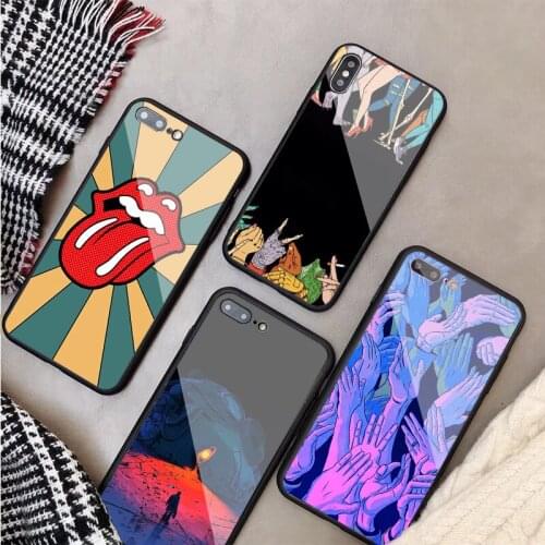 Personality art Luxury Tempered Glass Case For iPhone 11 12Pro Max X XS MAX 8 7 6 5 Plus Phone Back Cover Case Shell