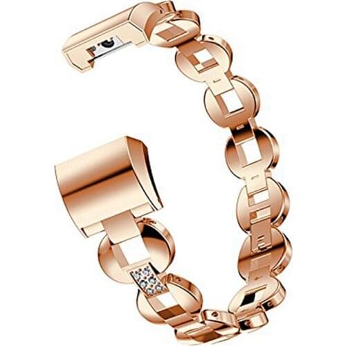 For Fitbit Charge2 D-Shaped Diamond Metal Strap Watch Bracelet Replacement Wrist Band