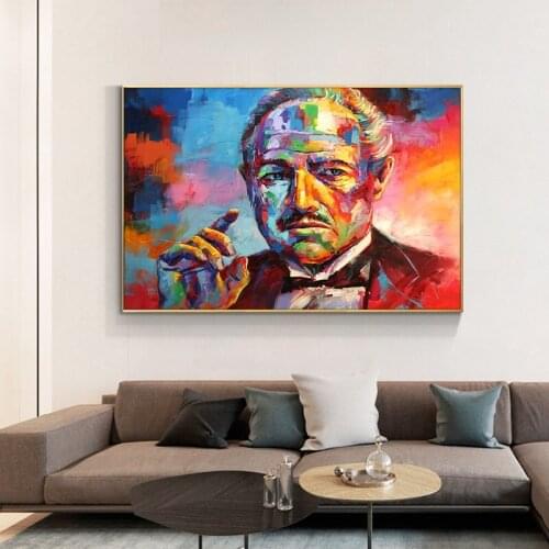 Classic Movie Godfather Art Canvas Painting Abstract Colorful Portrait Posters and Prints Wall Art Picture for Living Room