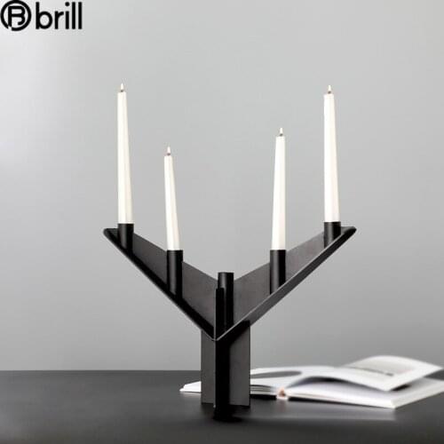 Nordic Creative Luxury Candle Holders Metal Black Tea Light Holder Wedding Centerpieces Candelabros Decorativos De Velas Gift