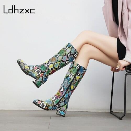 LDHZXC Knee High Boots Platform Winter Shoes Women Long Boots Winter Shoes Women Boots size 45 46 47 48