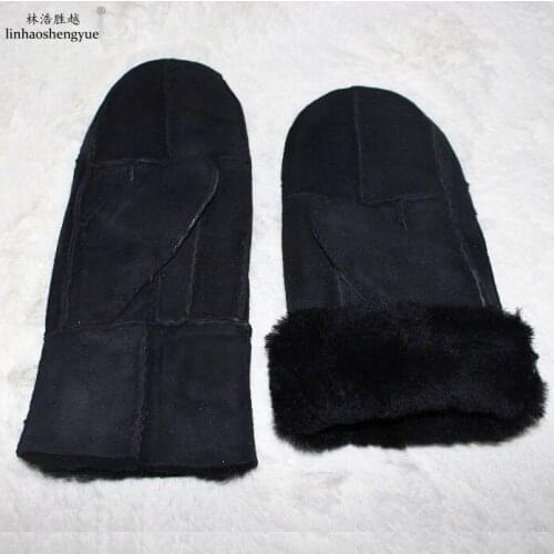 Linhaoshengyue Winter Warm Glove For Women Sheep Fur Lining