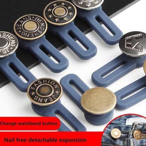 1PC Metal Retractable Buckle Buttons for Clothing Jeans Adjustable Waistline Increase Waist Fastener Extended Button