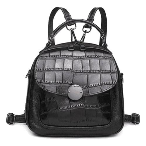 Genuine leather mini size crocodile pattern backpack high