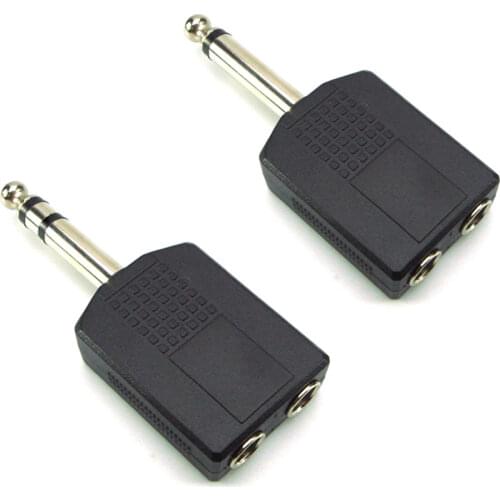 1/4" Stereo Audio Jack Plug Adapter Single Male to Female 6.35mm Dual Mono Stereo Jack Headphone Microphone Y Splitter Converter