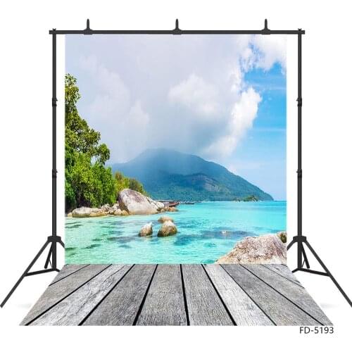 Sea Stones Mountain Wooden Floor Photography Background Portrait Children Scenic Custom Backdrop Photo Studio Photoshoot Props