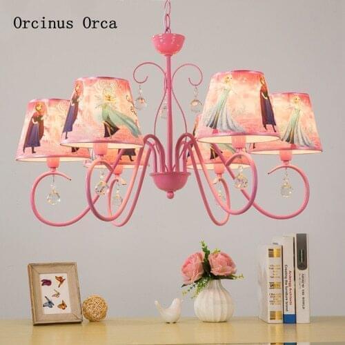Cartoon creative ice snow edge crystal chandelier Girl Bedroom childrens room lamp lovely princess Aisha PINK CHANDELIER