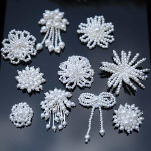 Handmade Rhinestone beaded Patches Rabbit elephant Sew on beaded pearl patch for clothing beading Applique cute patch