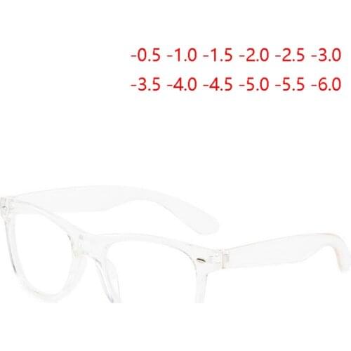 Diopter SPH 0 -0.5 -1 -1.5 -2.0 To -6.0 Finished Myopia Glasses Men Women Retro Rivets Nearsighted Spectacles Transparent Frame