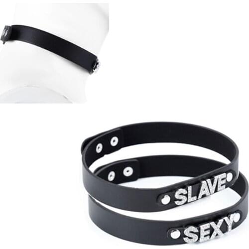 New PU Leather Collar Restraint SEXY SLAVE Diamond Shiny Choker Necklace Bondage for Women Adult Cosplay Fun Games BDSM