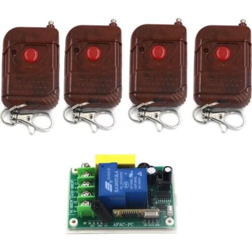 AC 220V 30A 1CH RF Wireless Remote Control Switch Set 1 Receiver 4 Transmitter ON OFF Fixed Code For Light Lamp SKU: 5332